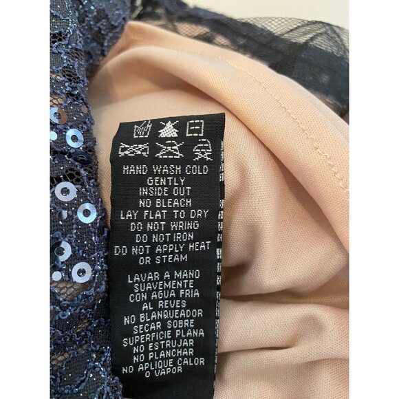 Morgan & Co. Sequin Halter Dress Sheer Insets & Keyhole Back Size 13 - Picture 6 of 14